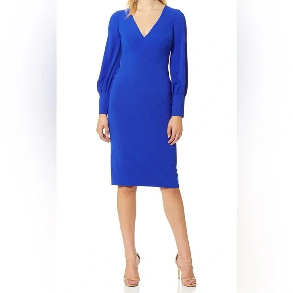 dress the population electric blue Men's Performance Blue Blazer (4-Way Stretch/Wrinkle Free Sport Coat)
